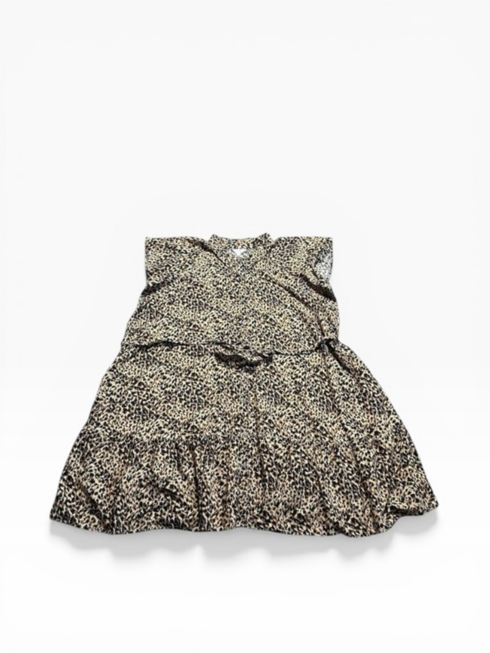 Plus Size Leopard Womens 4X/28-30 Animal Print Indie Flowy Belted Ruffle Skirt